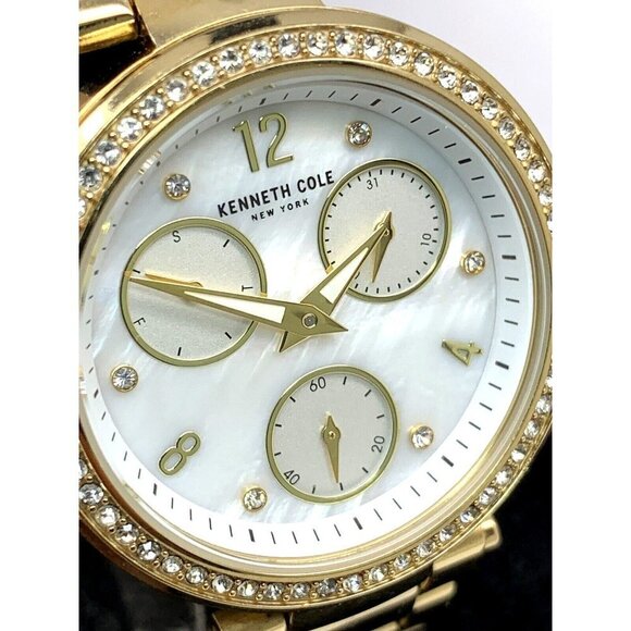 Kenneth Cole Women's Watch KC50735008 Quartz Mother of Pearl White Dial Gold - Picture 12 of 13